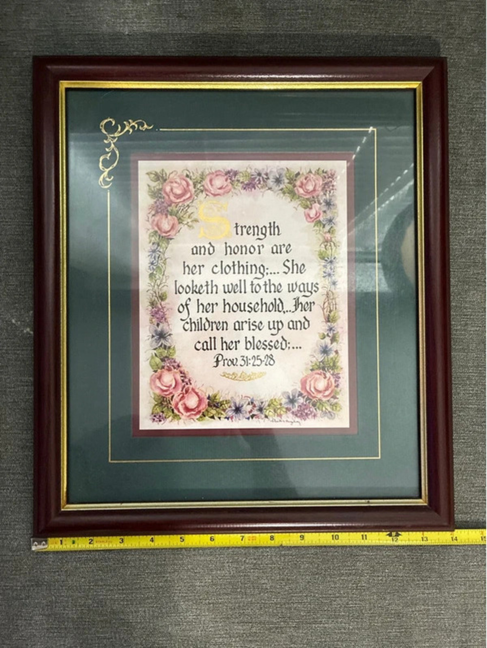 Framed Inspirational Wall Art with Floral Design and Bible Verse